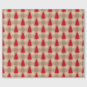 Plaid Rode Kerstbomen Patroon Cadeaupapier (Vlak)