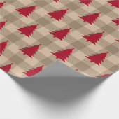 Plaid Rode Kerstbomen Patroon Cadeaupapier (Hoek)