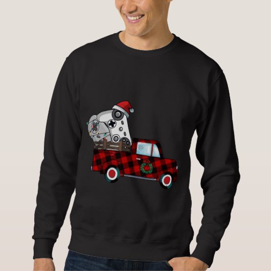 Plaid Rode Vrachtwagen Controller Videospel Kerstm Trui (Voorkant)