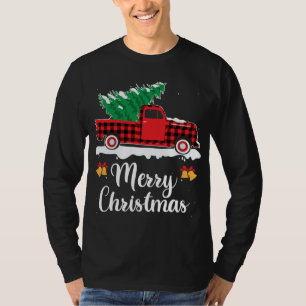 Plaid Rode Vrachtwagen Dragen Een Kerstboom Xmas F T-shirt