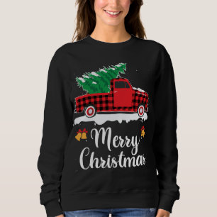 Plaid Rode Vrachtwagen Dragen Een Kerstboom Xmas F Trui