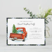 Plaid Rode Vrachtwagen Gordon Tartan Kerstfeest Kaart (Staand voorkant)