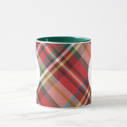 Plaid Rode Vrolijke Familie Kerstmis Rustieke Doua Mok (Midden)