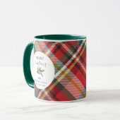 Plaid Rode Vrolijke Familie Kerstmis Rustieke Doua Mok (Voorkant links)