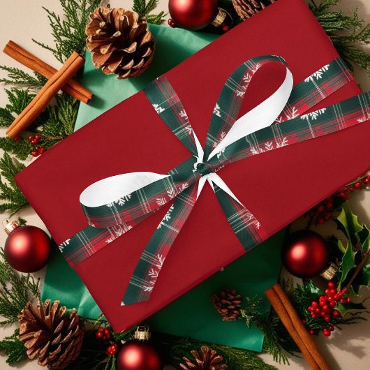  Plaid rode Winter Kerstmis Sneeuwvlokken Satijnen Lint