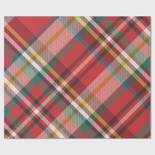 Plaid Rood Geruite Kerst Feestdagen Rustiek Cadeaupapier (Vlak)