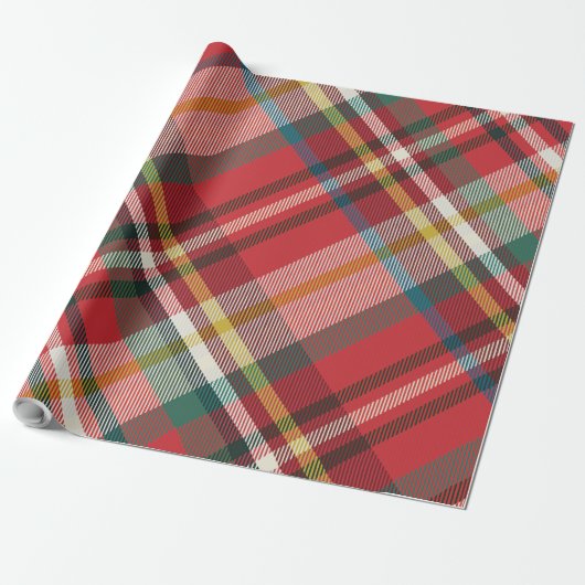Plaid Rood Geruite Kerst Feestdagen Rustiek Cadeaupapier (Uitgerold)