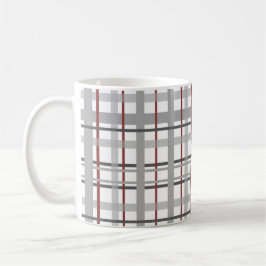 Plaid Rood Grijs Zilver Monogram Koffiemok