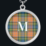 Plaid Rood Groen Controleer Rustiek Monogram Tarta Zilver Vergulden Ketting<br><div class="desc">Maak uw cadeau behoeften met deze schattige geruite clan Murray tartan ketting voor elke speciale gelegenheid,  waaronder verjaardagen,  jubilea,  feestdagen</div>