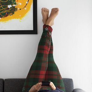 Plaid Rood Groen Controleer Sneeuwvlokken Patroon Leggings