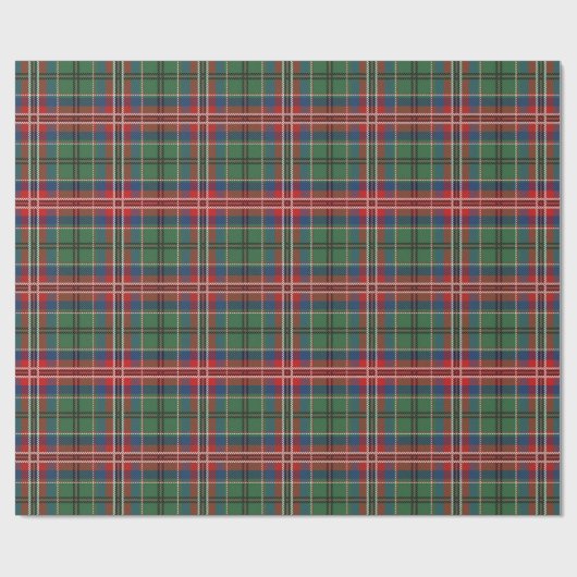 Plaid Rood Groen Elegant Rustiek Klassiek Tartan Cadeaupapier (Vlak)