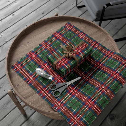 Plaid Rood Groen Elegant Rustiek Klassiek Tartan Cadeaupapier