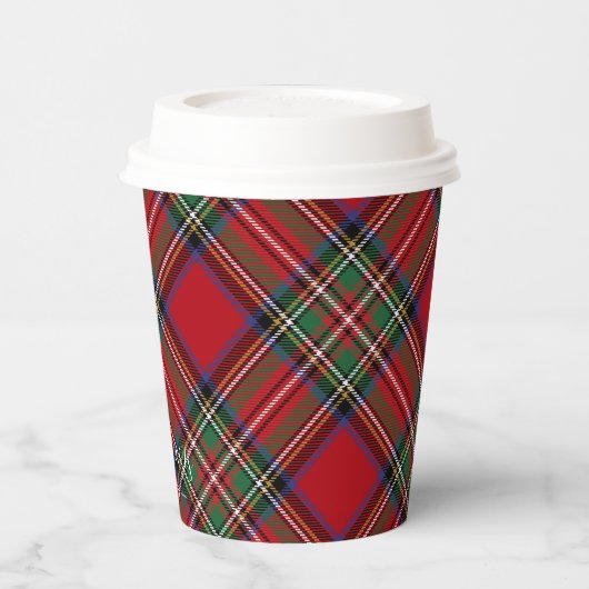 Plaid Rood Groen Rustiek Classic Stewart Tartan Papieren Bekers (Links)