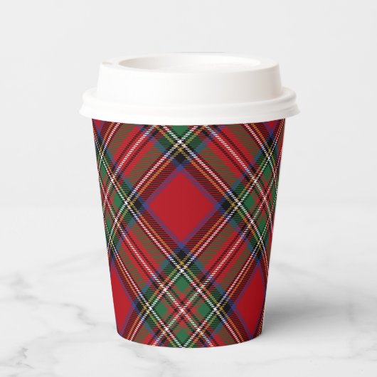 Plaid Rood Groen Rustiek Classic Stewart Tartan Papieren Bekers (Achterkant)