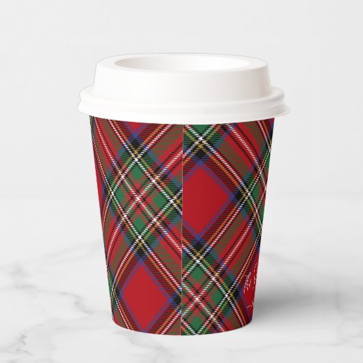 Plaid Rood Groen Rustiek Classic Stewart Tartan Papieren Bekers (Rechts)