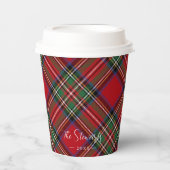 Plaid Rood Groen Rustiek Classic Stewart Tartan Papieren Bekers (Voorkant)