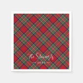 Plaid Rood Groen Rustiek Classic Stewart Tartan Servet (Voorkant)