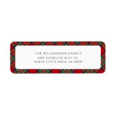Plaid Rood Rustiek Kerst Tartan Retouradres Etiket (Voorkant)