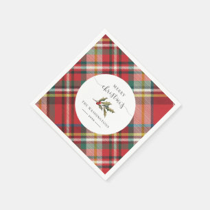 Plaid Rood Rustiek Merry Christmas Boerderij Papie Servet