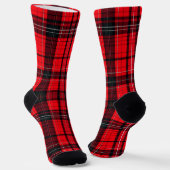 Plaid Rood Traditioneel Tartan Populair Collectie Sokken (Gebogen)