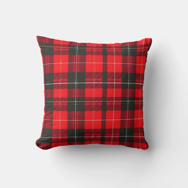 Plaid Rood Traditioneel Tartan Trendy Collectie Kussen (Voorkant)