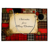 Plaid Rood Zwart Goud Kerstgroet Groot Cadeauzakje (Achterkant)