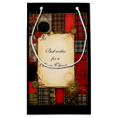 Plaid Rood Zwart Goud Kerstgroet Klein Cadeauzakje (Achterkant)