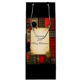 Plaid Rood Zwart Goud Kerstgroet Wijn Cadeautas (Achterkant)