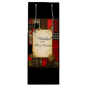 Plaid Rood Zwart Goud Kerstgroet Wijn Cadeautas (Voorkant)