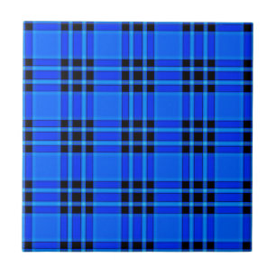 Plaid Royal Blauw Zwart Checks Patroon Tegeltje