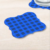 Plaid Royal Blauw Zwart Controles Patroon-57686 Kartonnen Onderzetters (Gekanteld)