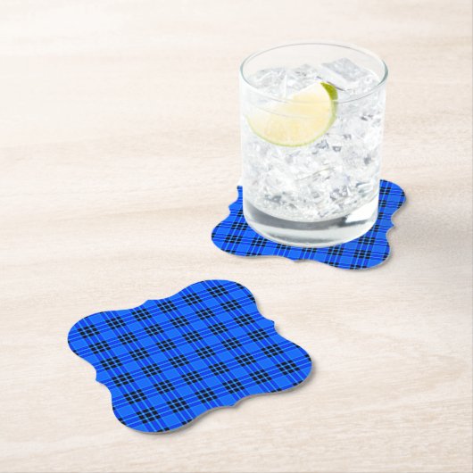 Plaid Royal Blauw Zwart Controles Patroon-57686 Kartonnen Onderzetters (Insitu)