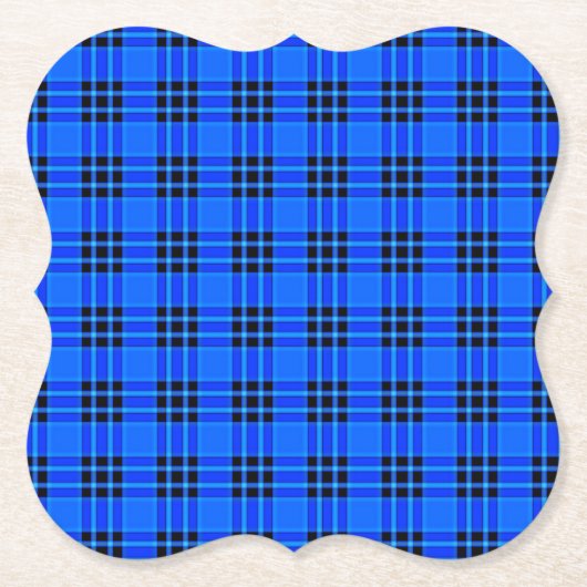 Plaid Royal Blauw Zwart Controles Patroon-57686 Kartonnen Onderzetters (Voorkant)