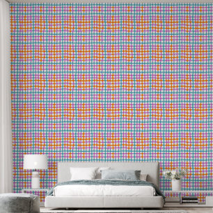Plaid Roze, Blauw, Sinaasappel (L) Behang