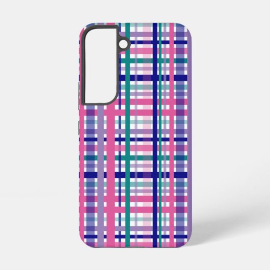 Plaid Roze Blauwgroen Navy Blauw Paarse Samsung Galaxy Hoesje (Achterkant)