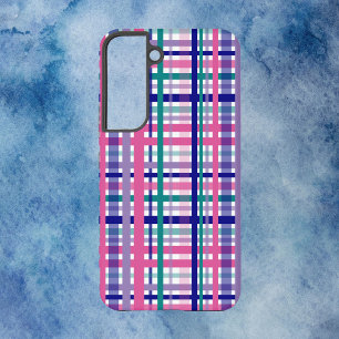 Plaid Roze Blauwgroen Navy Blauw Paarse Samsung Galaxy Hoesje