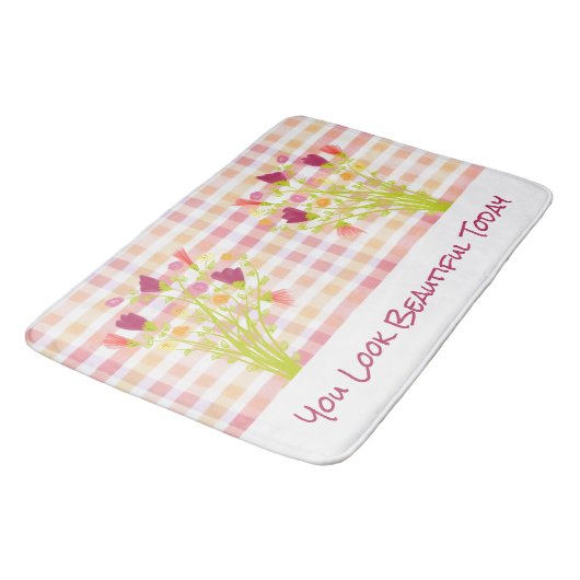 Plaid roze en koraal badmat (Gekanteld)