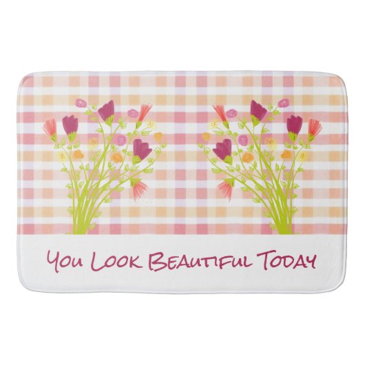 Plaid roze en koraal badmat (Voorkant)