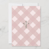 Plaid Roze Waterverf Crest Eerste Heilige Communie Kaart (Achterkant)