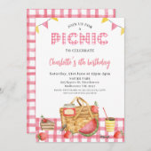 Plaid Roze Zomer Picknickmand Picknick Verjaardag Kaart (Voorkant / Achterkant)