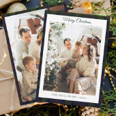 Plaid Rustic 2 Foto's Tartan Familie Kerstmis Feestdagenkaart