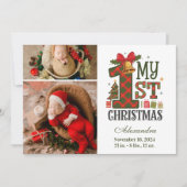  Plaid Rustic 2 Photo  First Christmas Feestdagenkaart (Voorkant)