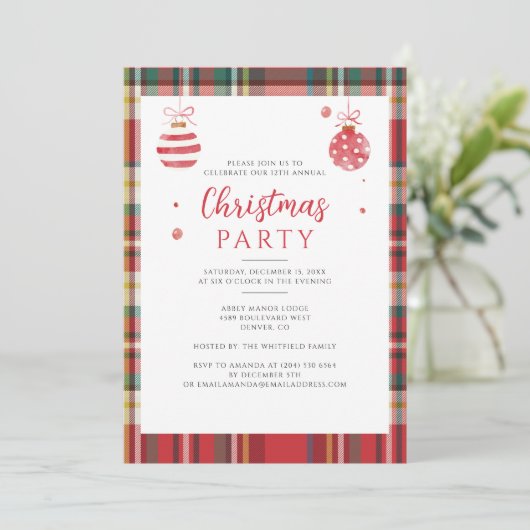 Plaid Rustic Christmas Feestdagen Party Kaart (Staand voorkant)