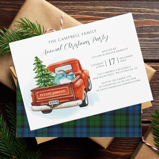 Plaid Rustic Christmas Party Tartan Kaart