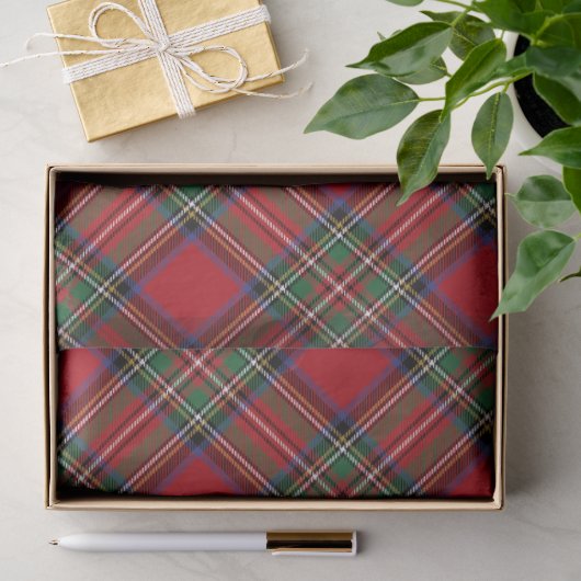 Plaid Rustic Classic Red Green Stewart Tartan Tissuepapier (Geschenk)