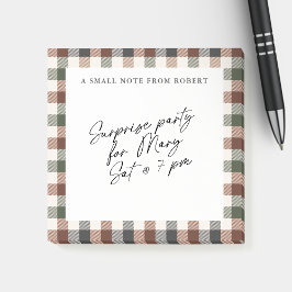 Plaid Rustic Earth Tones Small Sticky Notepad  Post-it® Notes