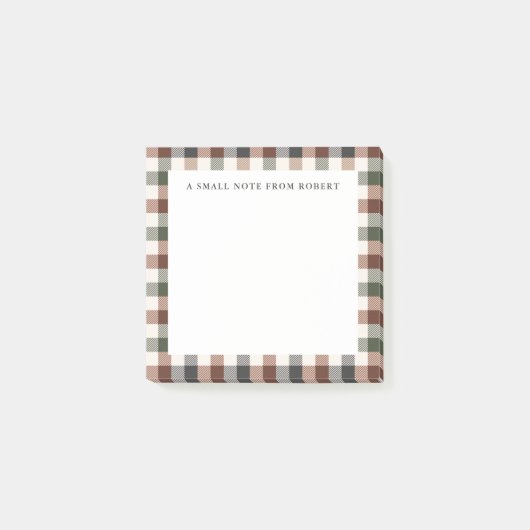 Plaid Rustic Earth Tones Small Sticky Notepad  Post-it® Notes (Voorkant)