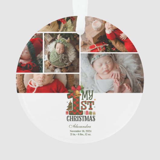 Plaid Rustic First Christmas Ornament (achterkant)
