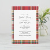 Plaid Rustic Modern Bruiloftsscript Kaart (Staand voorkant)