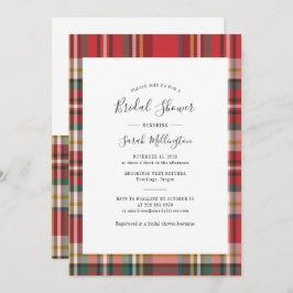 Plaid Rustic Modern Bruiloftsscript Kaart